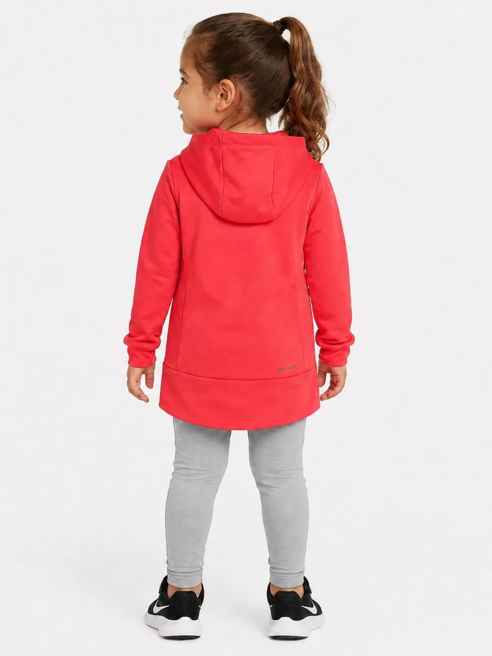 Nike Dri-FIT Girls Coral Pink Silver Swoosh Hoodie 3T Runs Small Fits 2T